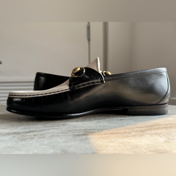 GUCCI 1953 Betis Glamour Horsebit Leather Loafer Black White 9/ 9.5 US $1000 ALD - Picture 5 of 9